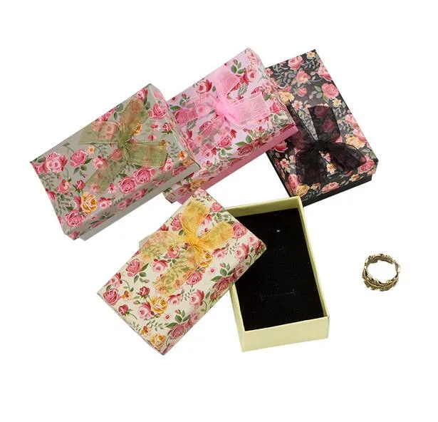 Flower Floral Necklace Earrings Ring Box 5 8cm Jewelry Box Paper Jewelry Gift Box Multi Colors Jewellery Organizer GA59305w