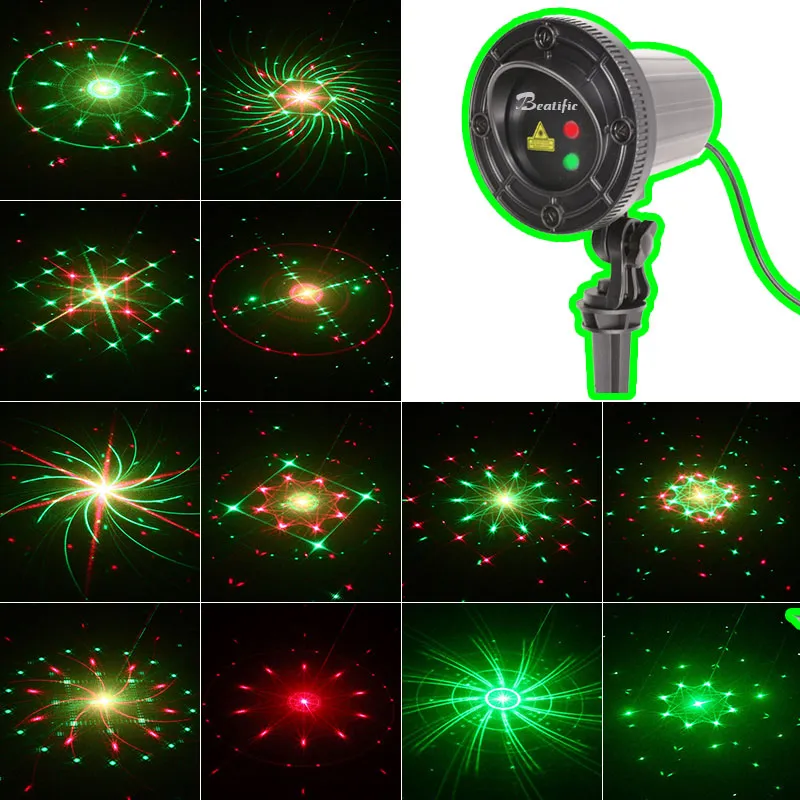Nowe Boże Narodzenie światła Outdoor Garden Laser 24 Wzory Boże Narodzenie Garland Laser Projektor Wodoodporne światła Boże Narodzenie z pilotem