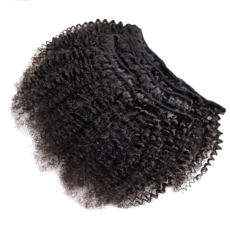 Clip riccia vizioso nelle estensioni dei capelli umani Set nautral Color clip-in full head head 7 pezzi remy capelli 4b 4c 3b 3c