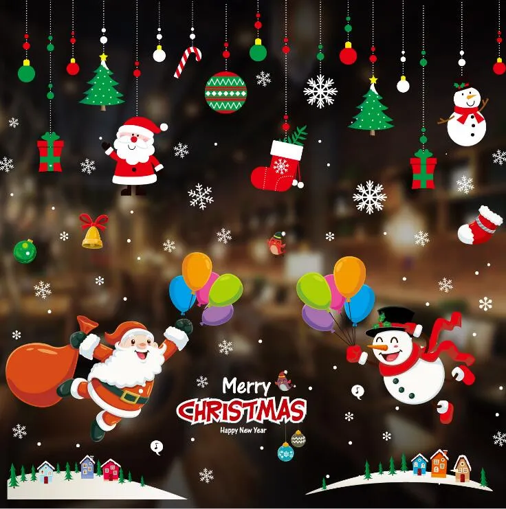 Christmas Sticker decorations Shopping malls windows stickers scene layout PVC static wall displays Adornment sticker