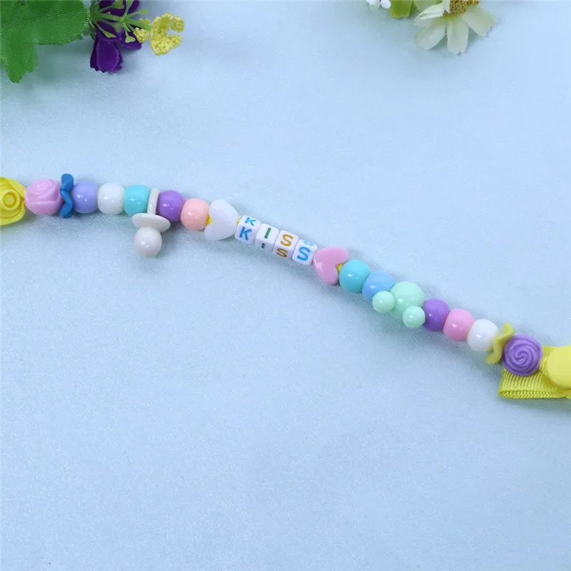 New Baby Pacifier Clip Pacifier Chain Hand Made Colourful Beads Dummy