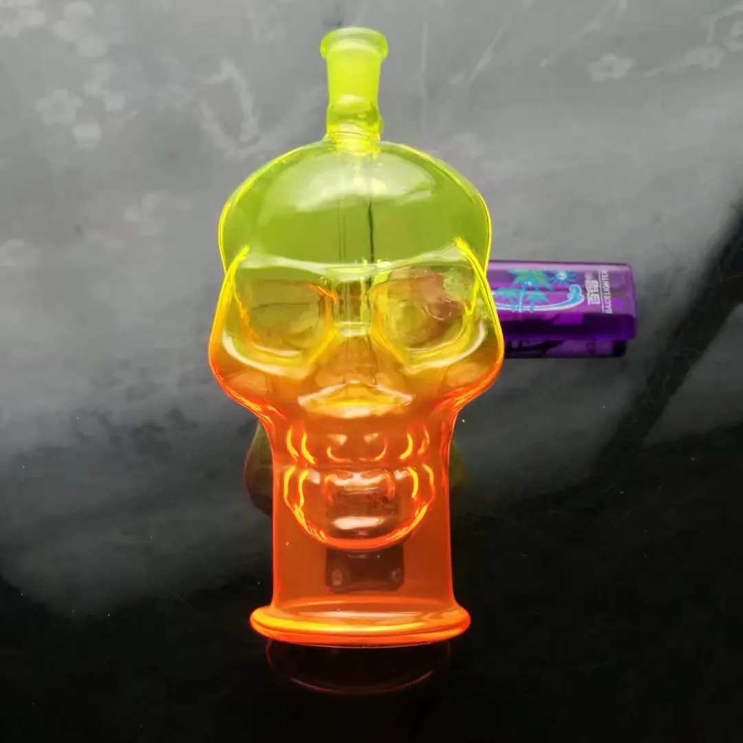 Color spray skull bone pot Wholesale Glass Bongs Accessories, Glass Water Pipe Smoking, 
