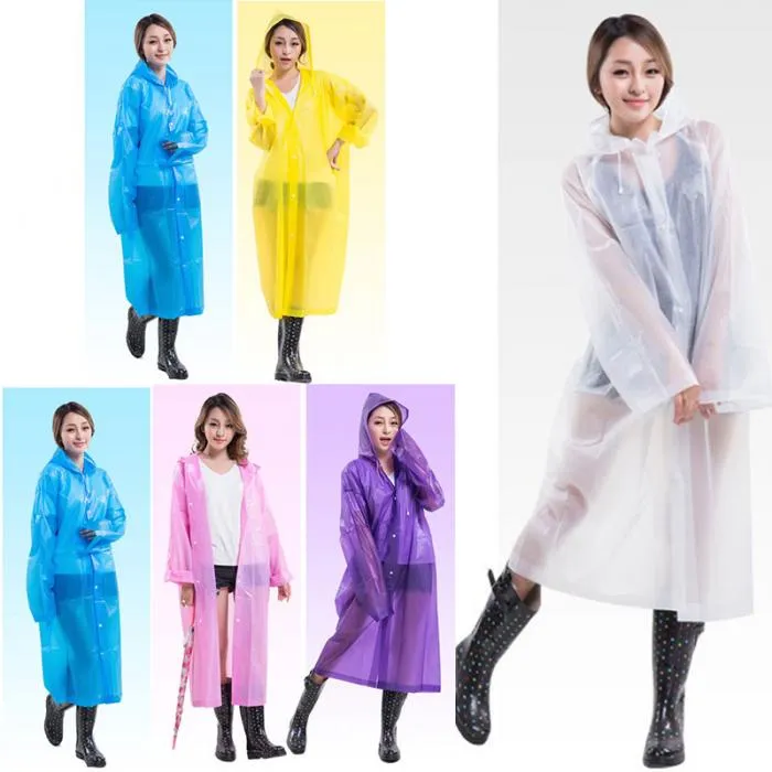 Moda Mulheres Transparente Poncho Capa De Chuva Portátil Ambiental Luz Capa De Chuva Longo Uso Casaco De Chuva