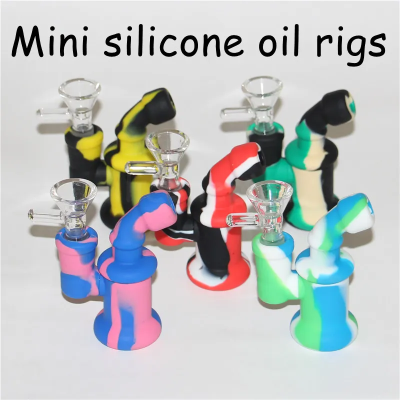 Narguilé Silicone Rig Pipes à fumer en silicone Main Cuillère Pipe Bongs 10 Couleurs huile dab rigs bulle bong nectar