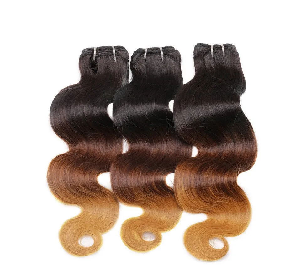 1B / 4/27 3 Tone Ombre Malaysian Body Wave Hair bündelt 10-30 Zoll Honey Blonde Ombre Remy Menschenhaar-Erweiterungen