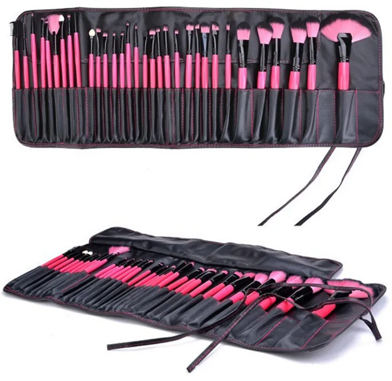 Makeup Brush Set 32 ​​st Professionell Full Kosmetisk Foundation Eye Shadow Lip Pulver Make Up Borstar Verktyg med Väska