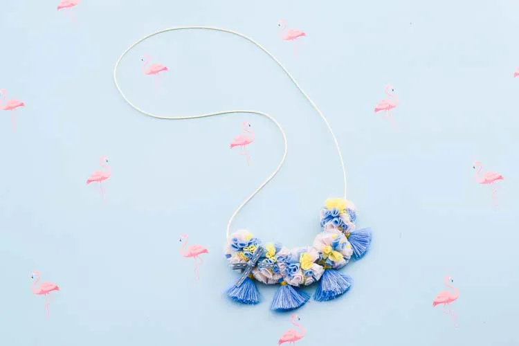 Sweet Baby Girls Necklace Gauze Flower Tassel Children All-match Necklace Colourful Floral Kids Jewelry Princess accessories C3557