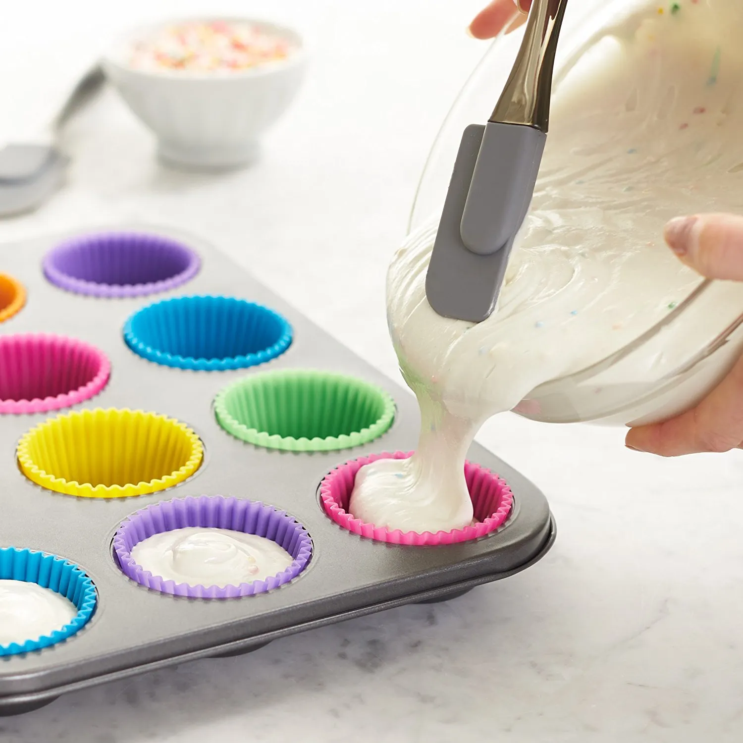 Mini Réutilisable Silicone Cuisson Tasses Muffin Cupcake Ustensiles de Cuisson antiadhésive Cuisson Moule Moules Couleurs Dinning Outils