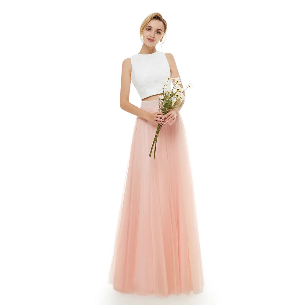 Due pezzi Prom Dresses 2019 Gonna rosa Avorio Top Abiti da sera Real Photo Formal Party Abiti da sera economici personalizzati Occasioni speciali Dress
