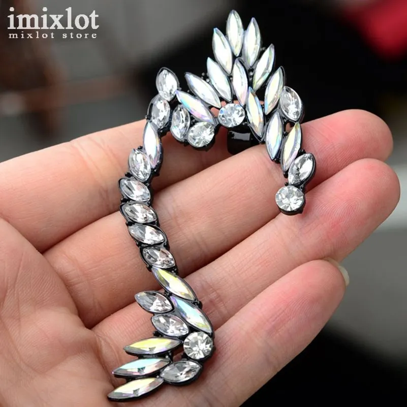 1 Stuk Fashion Black Plated Full Rhinestone Crystal Ear Clip Witte Butterfly Oor Manchet Clip Cartilage Oor Manchet Oorbel Accessoire