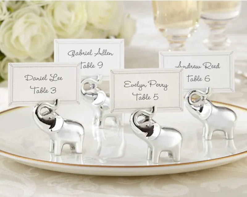 銀色象の場所カードホルダーパーティー用品ウェディングテーブル装飾結婚式の贈り物
