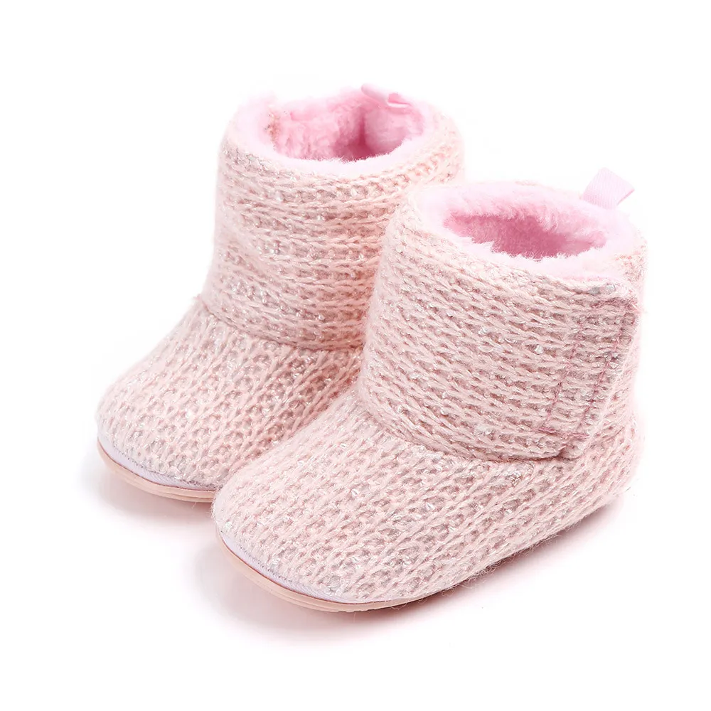 Baby First Walkers Winter Warm Neonati Scarpe all'uncinetto Scarpe da bambina lavorate a maglia Maglioni Stivali per 0-18 mesi