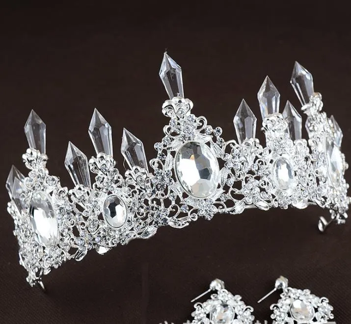 Bijoux de mariée, accessoires pour robe de mariée, couronne de glaçons en cristal, en alliage de cheveux, ornements de cheveux de reine