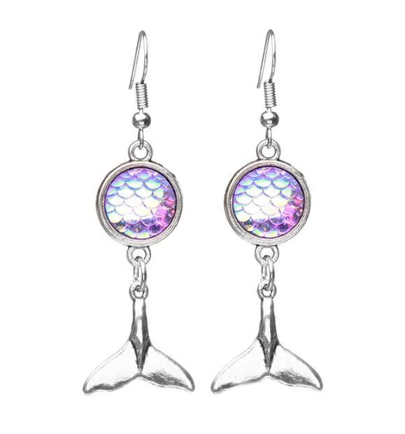 Nova Moda Drusy Druzy Brincos Escalas de sereia Cauda Dangle Brincos Escala de Peixe Para As Mulheres Senhora Jóias