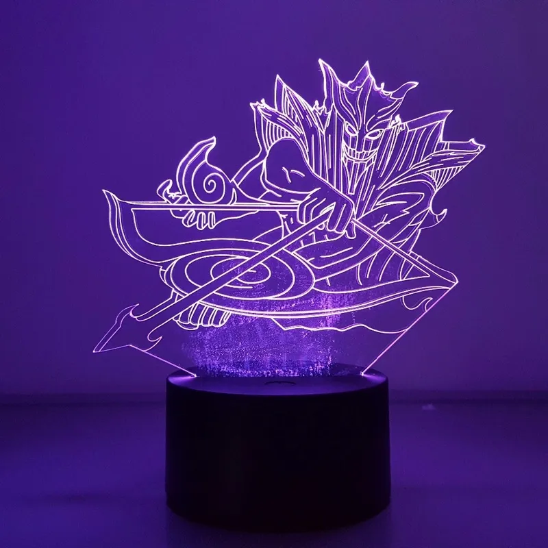 Naruto Sasuke Susanoo 3d Illusion visuelle LED RVB Couleur changeant USB Nightlight Naruto Shippuden Action Figure Sasuke Anime Toy1494162