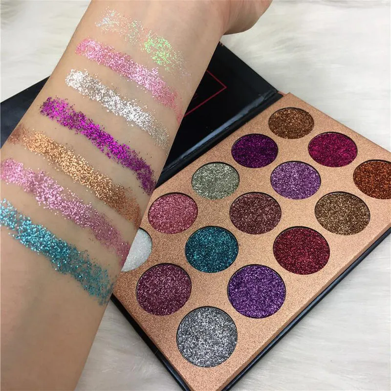 Beauty Glazed Glitter Injecties Geperst Glitters Oogschaduw Diamond Rainbow Make-up Cosmetische 15 Kleuren Oogschaduw Magneet Palet DHL