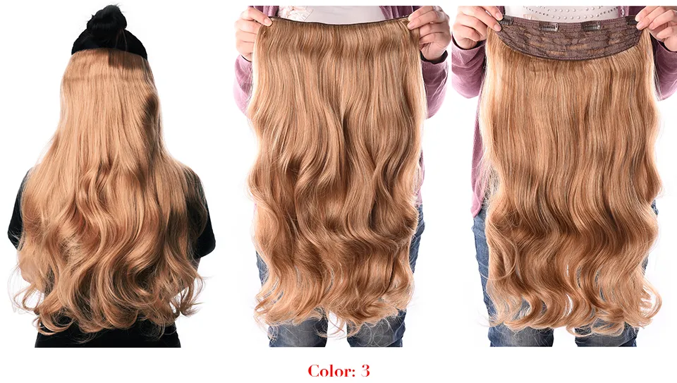 190g 24 inch Uitgerekt Golvend Clip in Synthetisch Haar Extensions Hittebestendige Vezel 4 Clips één Stuk 17 Kleuren Beschikbaar9053201