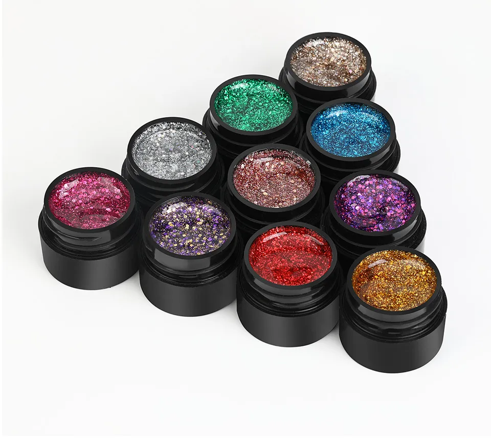 Nieuwe 8 stks / partij Gel Paint Hybrid Diamond Glitter Gel Nagellak UV Nail Art Manicure Gelvernis