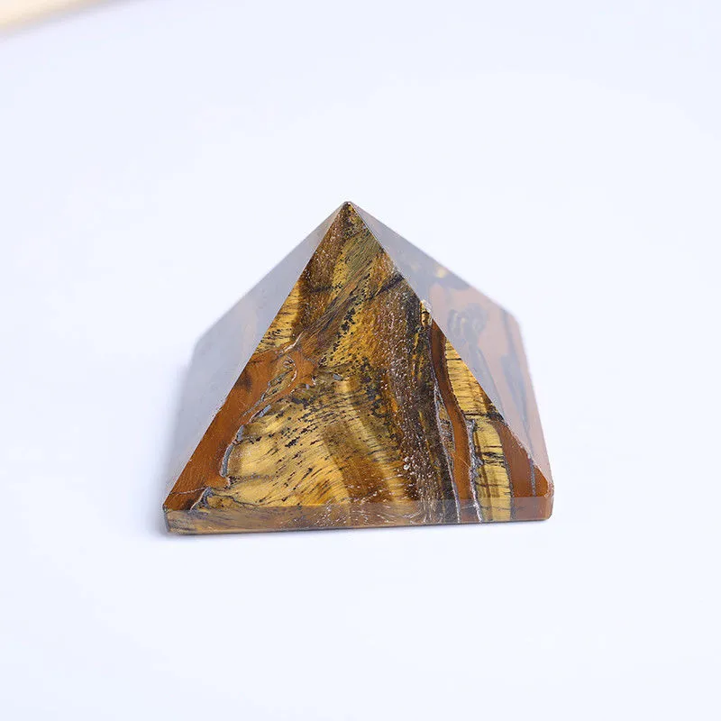 Drop shipping Natural Tiger eye quartz crystal pyramid gemstone pyramid polished quartz crystals pyramid healing for home decoration