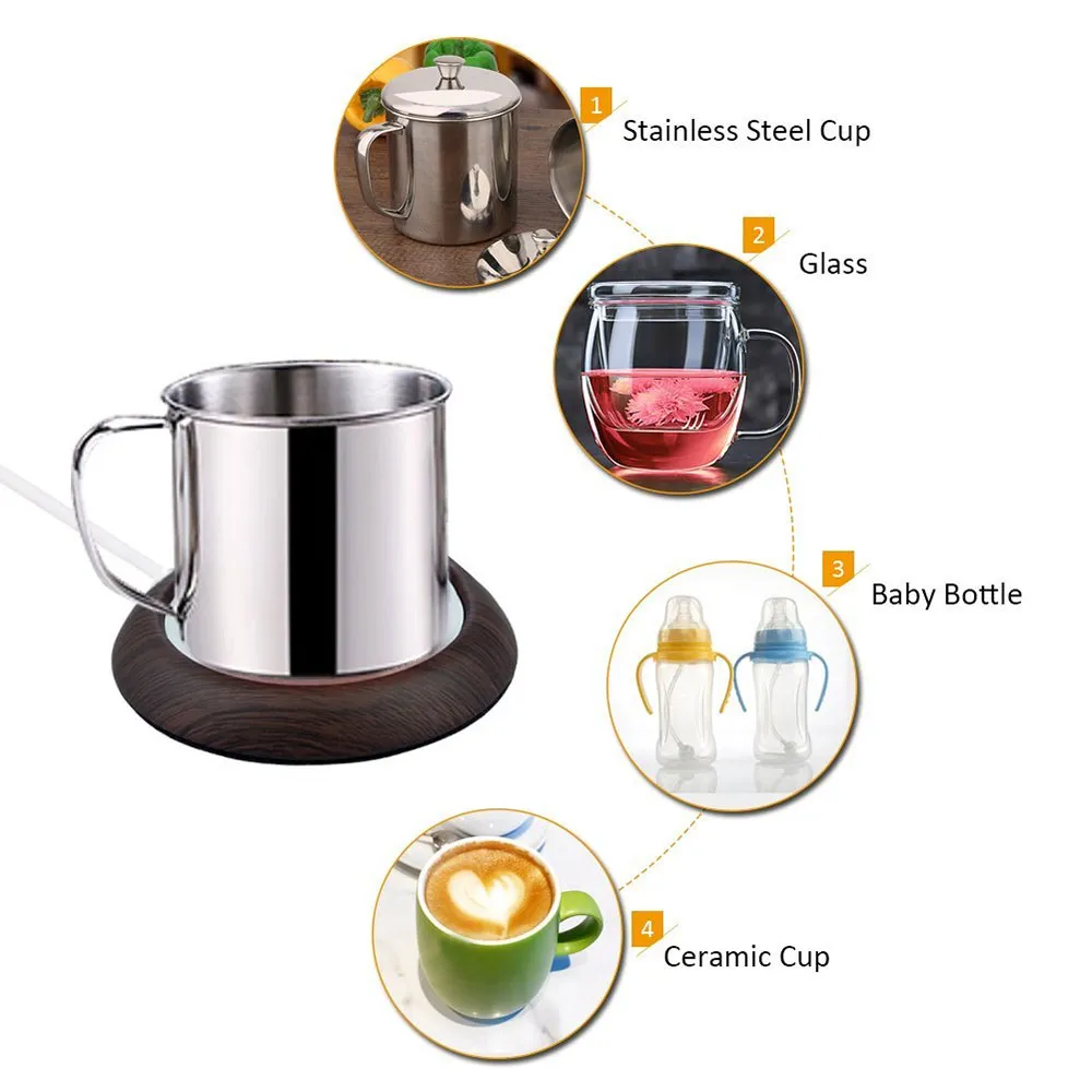 Calentador de taza de café – Calentador de bebidas de escritorio –  Calentador eléctrico de tazas de té, agua y cacao y leche para oficina y  uso