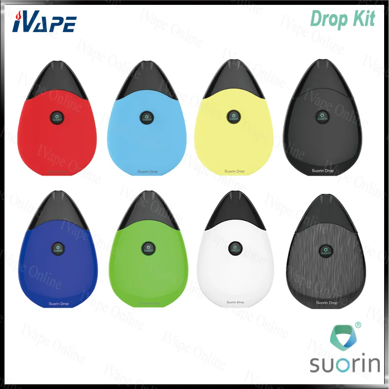 Suorin Drop-Starter-Kit mit Drop-Cartridge-Pod 2-ml-Akku 300mAh Wasser-Design-Design-Luftschalter für einfaches Vaping 100% Orginal