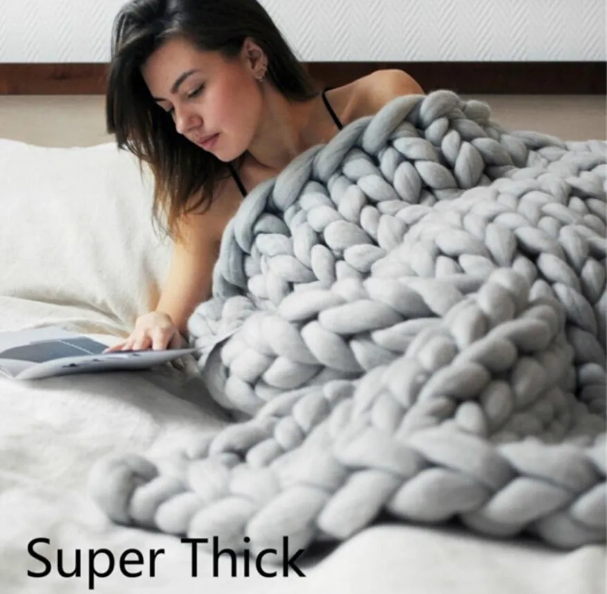 Chunky Knit Coarse Line Hand Knit Chunky Blanket Hand Woven, High Quality,  Fashionable Thick Yarn Wool Sofa Blank From Fashion_show2017, $26.11