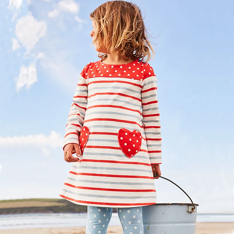 Butik Kız Giyim ile 2018 Pamuk Uzun Kollu Bebek Elbiseler Cepler Çocuklar için Tunik Jersey Elbiseler Kızlar Bebek Giysileri Çocuk Giyim