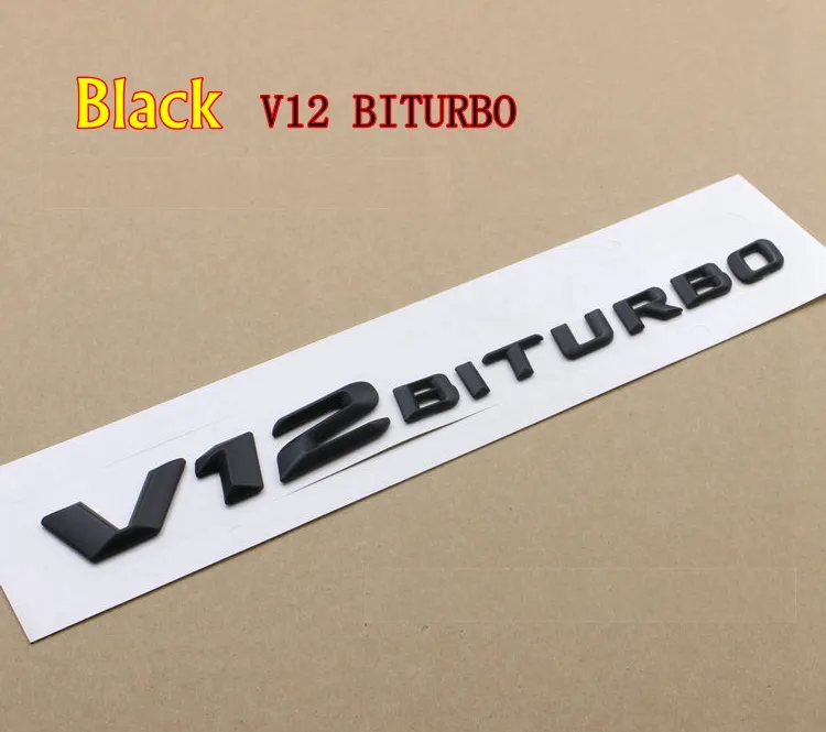 High Quality 3D ABS V12 V8 BITURBO Letter Logo Emblem Badge Rear Side Car Sticker for Mercedes Benz AMG BMW Mazda Chevrolet Skoda