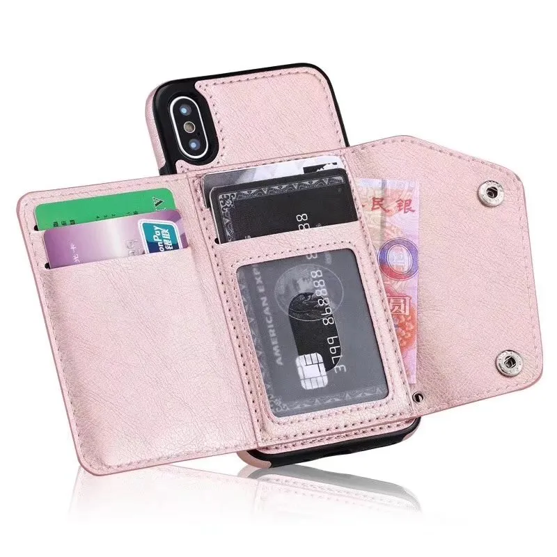 Moda Identyfikator Gniazdo Karty Portfel Skórzane Przypadki do iPhone 13 12 11 Pro Max XR XS X 8 7 6 Galaxy Note 20 Cash Magnetyczny uchwyt Purse Studka Luksusowy