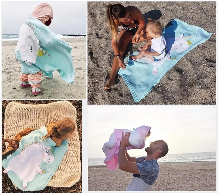 Ins infantile Unicorn Blanket Wrap Kids 3D Tricoted Carpet Swadddling Boy Girl Beach Mats NOUVEAU BOBÉ POGRAMENT