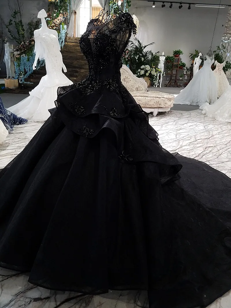 Luxury Gothic Court Black Ballgown Wedding Dress 2020 Black, Vintage ...