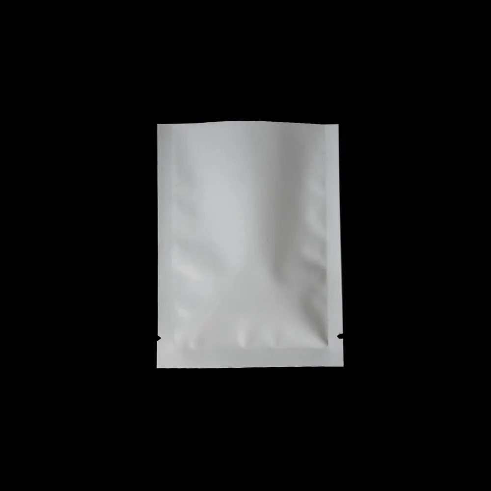 9x13cm thermoscellable Open Top Mylar paquet sac 100 pièces blanc brillant Surface aluminium feuille sac pour café thé bonbons paquet