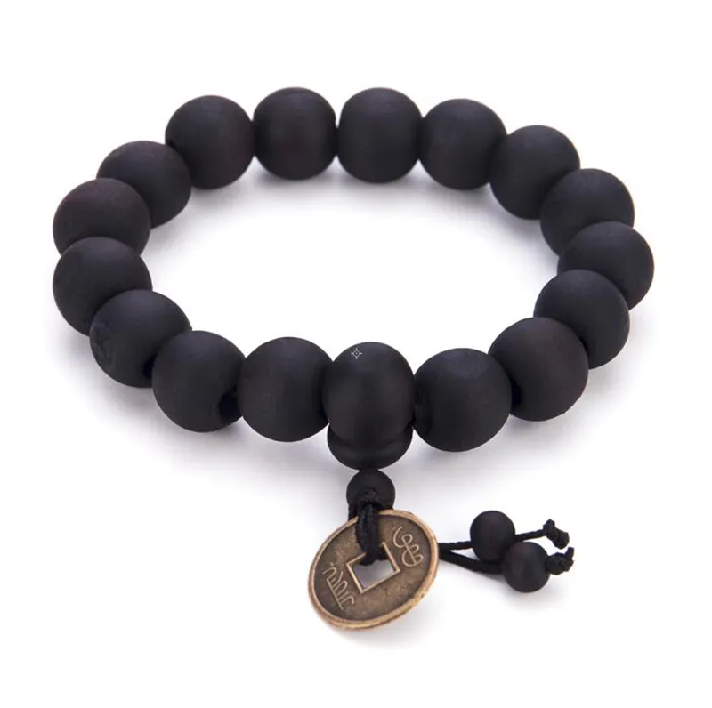 10mm grande grânulo de madeira preto cor marrom contas pulseira yoga meditação buda pulseira para homens acessórios de jóias artesanais pulsera