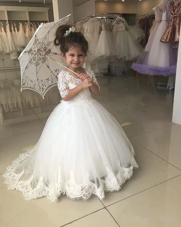 Vestidos blancos de encaje de princesa para niñas, trajes de fiesta de  algodón de manga corta, Disfraces para niños de 4, 6, 8, 10 y 12 años -  AliExpress