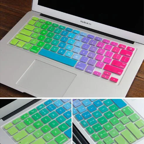 Soft Silicone Rainbow keyboard Case Protector Cover Skin For MacBook Pro Air Retina 11 13 15 inch Waterproof Dustproof retail box US Ver