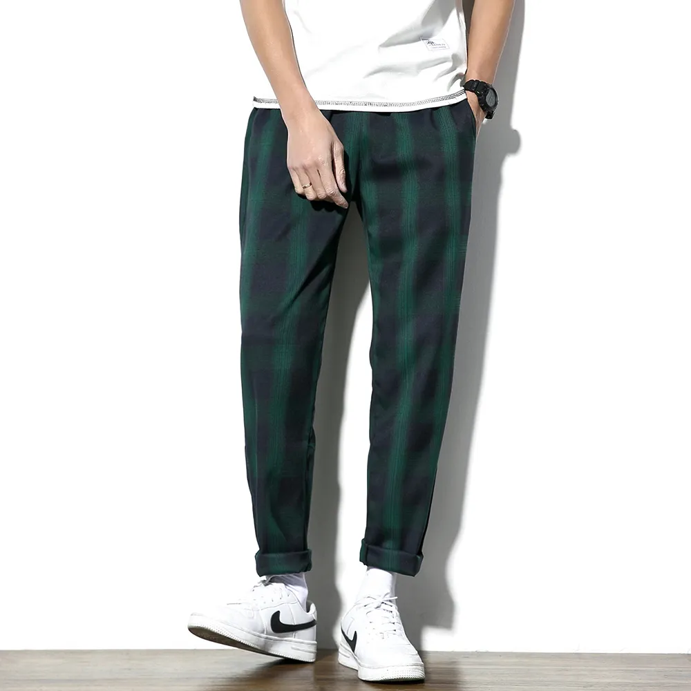 2018 Mężczyźni Casual Plaid Pant Mężczyzna Kobiety Streetwear Moda Hip Harem Spodnie Elastyczne Talia Jogger Spludnie Plus Rozmiar M-5XL