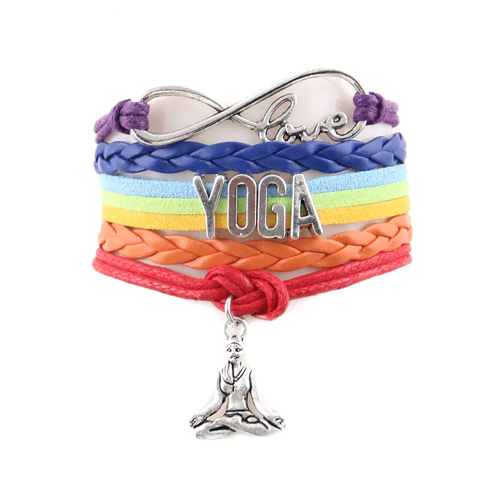 7 Chakra Infinity Love Yoga Bracelet Hatha 요가 명상 Ohm 아사나 스포츠 매력 남자 팔찌 팔찌