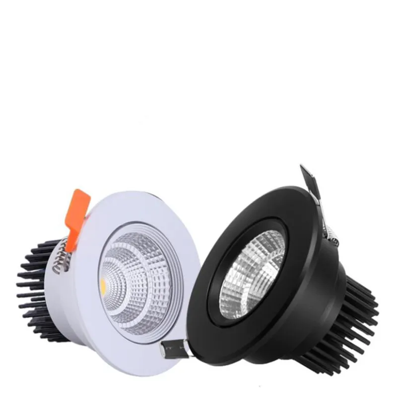 Regulable 10W COB Foco LED empotrado Lámpara de techo hacia abajo Carcasa blanca / Carcasa negra AC110V AC220V