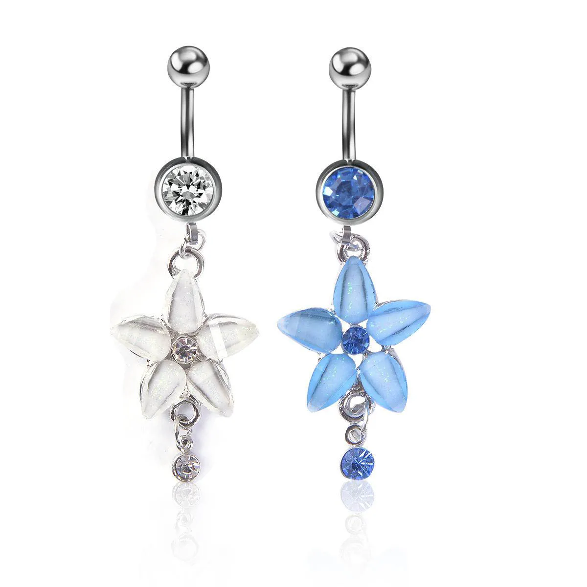 Flower Loverly Flor Dangle Botão Botão Anéis Piercing Piercing Umbigo Anéis Aço Inoxidável Casamento Barbully Bewelry