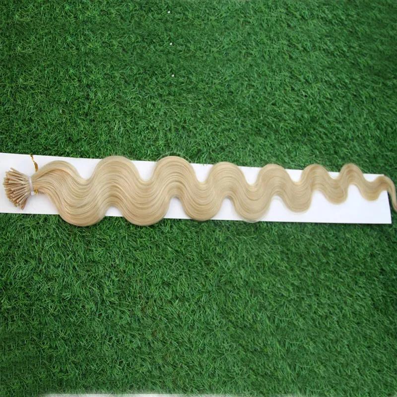 Capelli brasiliani dell'onda del corpo Capelli umani di fusione pre legati 100g I Tip Stick Cheratina Estensione dei capelli di Remy a doppio disegno 14 "16" 18 "20" 22 "24" 26 "