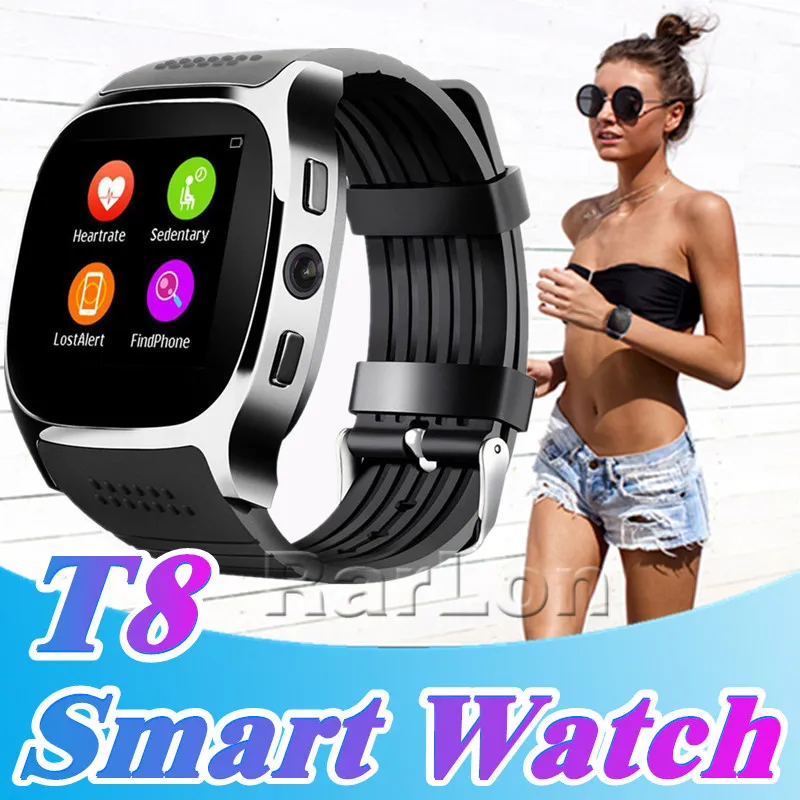 T8 Akıllı İzle Pedometre Saatler Destek Sim TF Kart Ile Kamera Senkronizasyonu Çağrı Mesaj Erkekler Kadınlar Smartwatch Android için