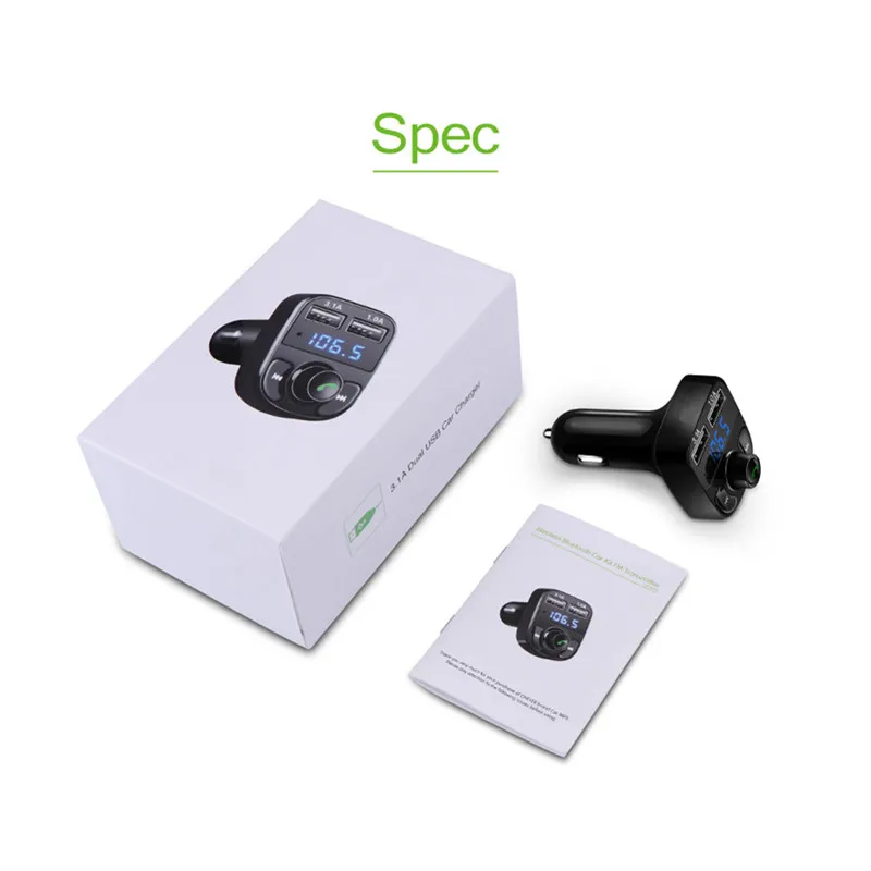 Bluetooth FM 송신기 무선 라디오 어댑터 자동차 키트 듀얼 USB 충전 충전기 MP3 플레이어 지원 TF 카드 USBS 7416898