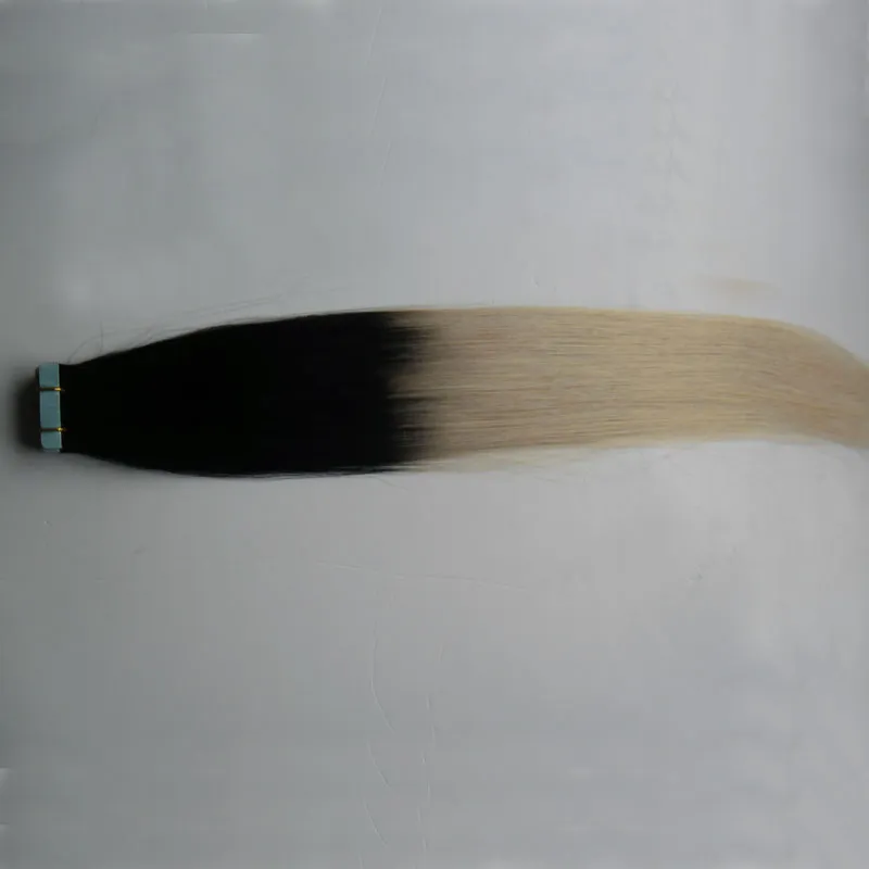 Tape In Extensions Ombre Farbe 1B Fading zu 613 Blonde Nicht Remy Balayage Menschenhaar Gerade Ombre Haut Schuss Haarverlängerungen