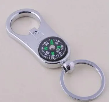 Partihandel - Kreativ personlig kompassflaskaöppnare Keychain Key Ring Alloy Keychain Valentines Gift Wedding Favor Tillbehör