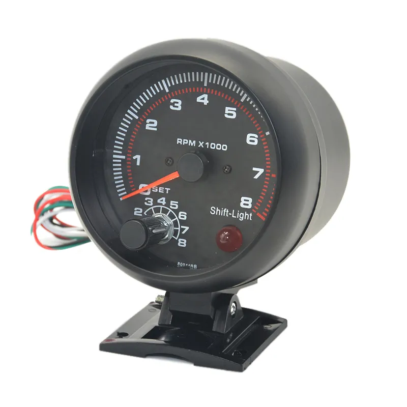 Dragon Gauge 3.75 pouces (95mm) Auto Car White blacklight tachymètre jauge 0-8000 rpm Pour 4.6.8 fonction d'avertissement de cylindre