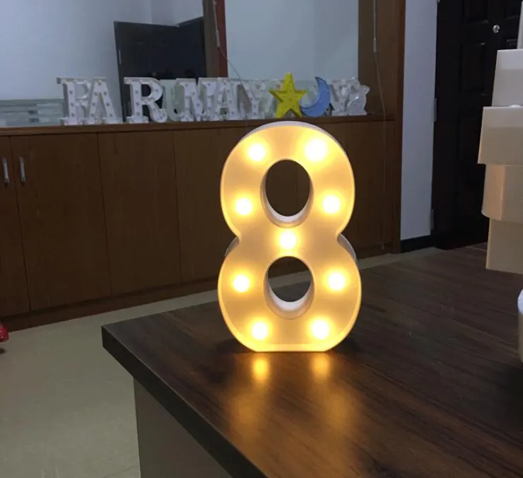 26 letras e 0-9 branco LED Night Light Marquee Sinal Lâmpada Alfabeto para Aniversário Casamento Partido Quarto Pendurado Branco Quente