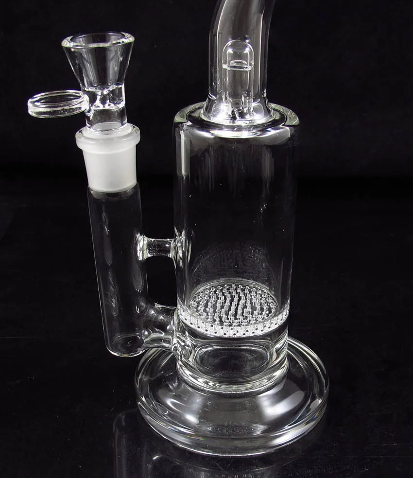 10 tum Clear Hookah Glass Bubbler Bong Rökning Rör med Honeycomb och Splash Guard Oil Dab Rig SG-03