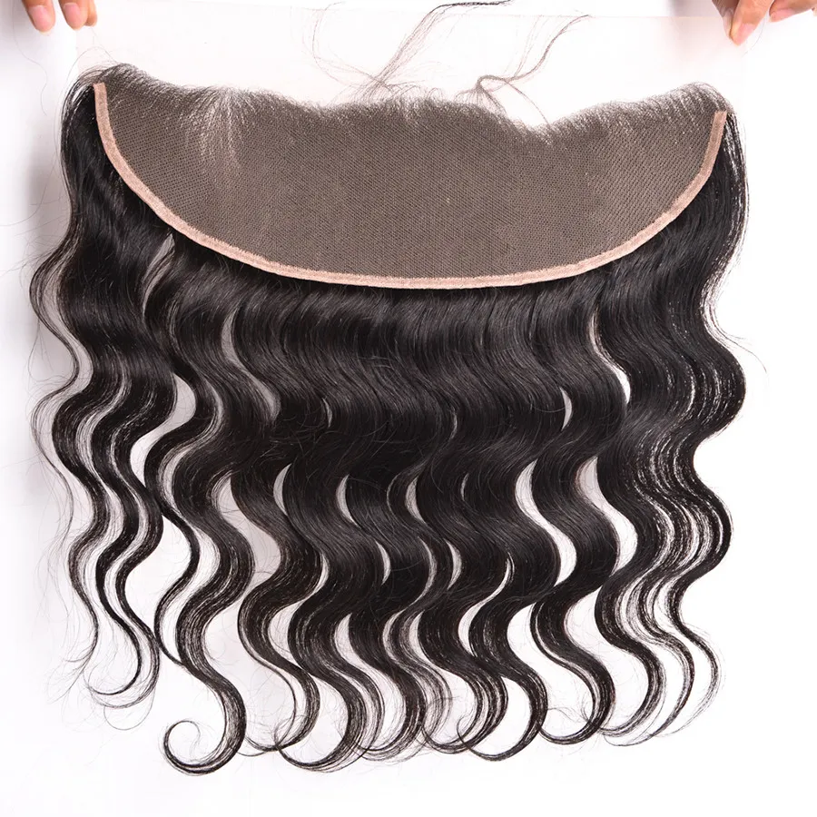 Body Wave Russian Virgin Hair #1b Lace Frontal 13*4 With Bundles Body Wave Human Hair Weaves Lace Frontal Closure Fast Shipping