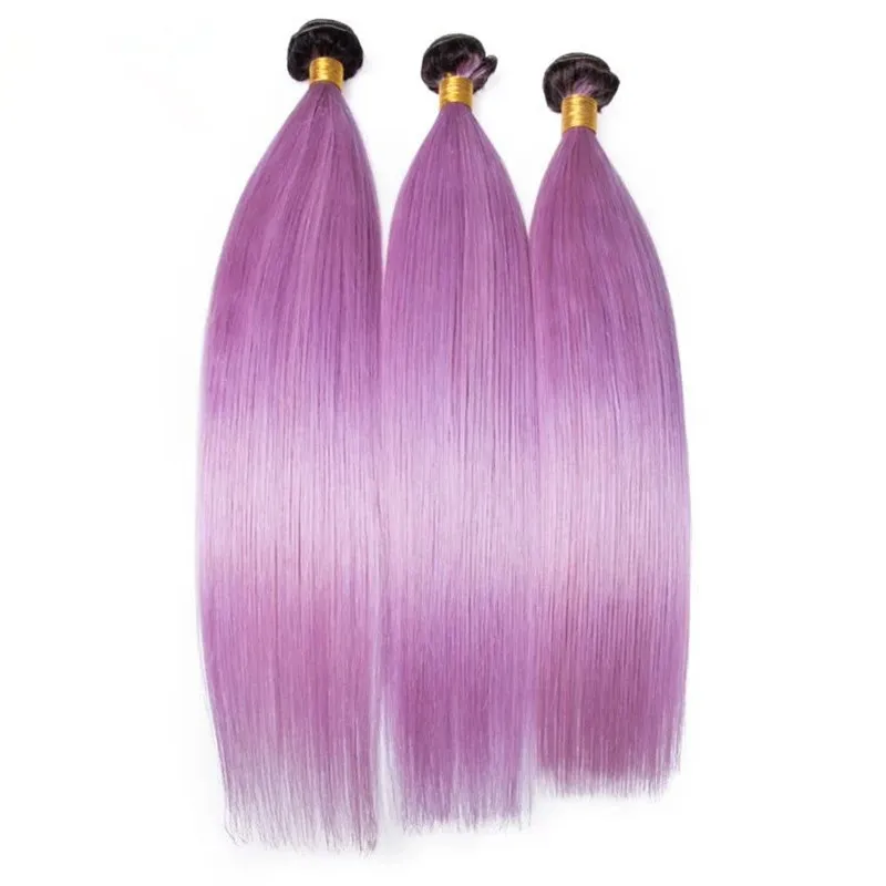 Black And Light Purple Ombre Virgin Brazilian Human Hair  display picture 1