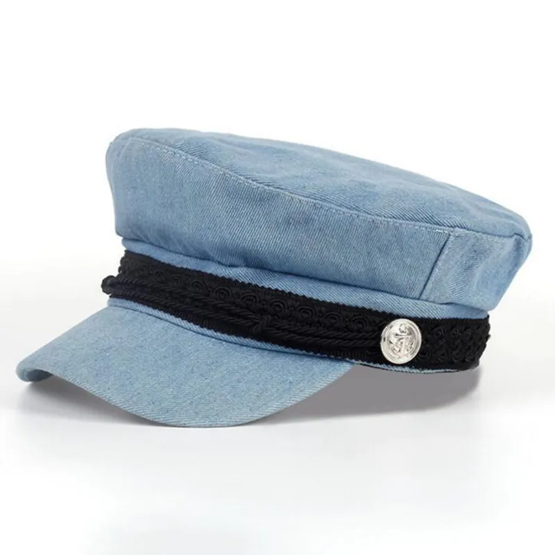 Mode Solid Visor Militärhatt Höst och Vinter Vintage Wool Patchwork Beret Cap för Kvinnor England Style Flat Cap